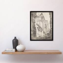 Artery8 Joseph Pennell New York Stock Exchange Cityscape Framed Wall Art Print in Grey - Size: A4 - thumbnail 4