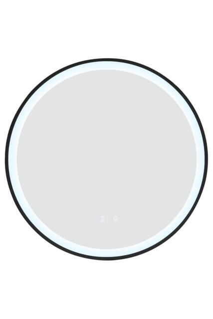 Garden Sanctuary Round Metal Framed LED Wall Mirror in Black - image 1