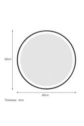 Garden Sanctuary Round Metal Framed LED Wall Mirror in Black - thumbnail 3