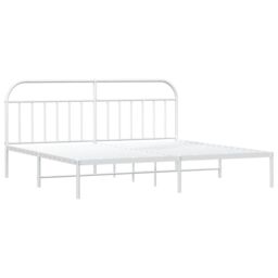 Berkfield Home Metal Bed Frame with Headboard White 193x203 cm - thumbnail 5