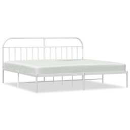 Berkfield Home Metal Bed Frame with Headboard White 193x203 cm - thumbnail 2