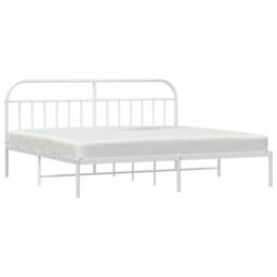 Berkfield Home Metal Bed Frame with Headboard White 193x203 cm - thumbnail 4