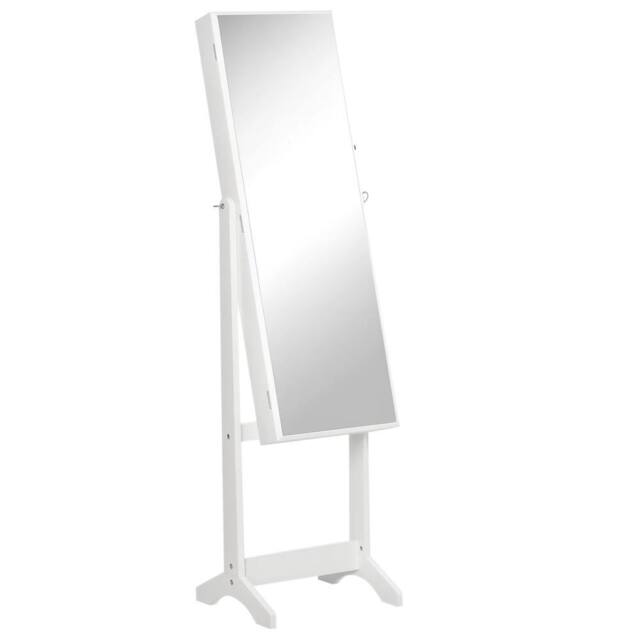 Havendro Mirrored Jewellery Cabinet Lockable Jewellery Organise in White - image 1