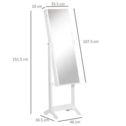 Havendro Mirrored Jewellery Cabinet Lockable Jewellery Organise in White - thumbnail 2