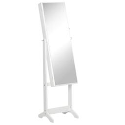 Havendro Mirrored Jewellery Cabinet Lockable Jewellery Organise in White
