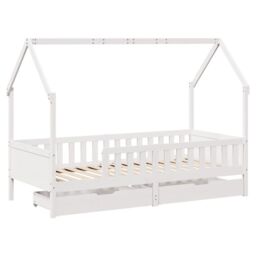 Berkfield Home Kids Bed Frame with Drawers without Mattress 90x200 cm Solid Wood in White - thumbnail 3