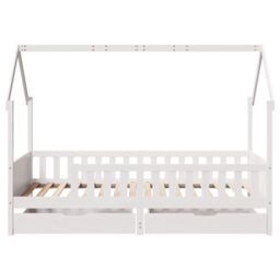 Berkfield Home Kids Bed Frame with Drawers without Mattress 90x200 cm Solid Wood in White - thumbnail 4