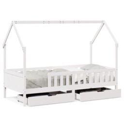 Berkfield Home Kids Bed Frame with Drawers without Mattress 90x200 cm Solid Wood in White - thumbnail 2