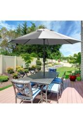 Living and Home 3M Large Rotating Patio Parasol with Cross Base in Light Grey - thumbnail 3