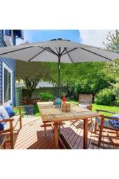 Living and Home 3M Large Rotating Patio Parasol with Cross Base in Light Grey - thumbnail 1