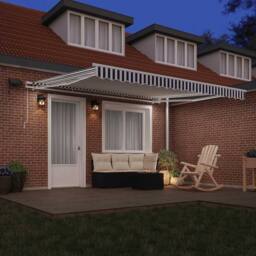 Berkfield Home Manual Retractable Awning with LED Anthracite&White 400x300 cm in Black - thumbnail 1