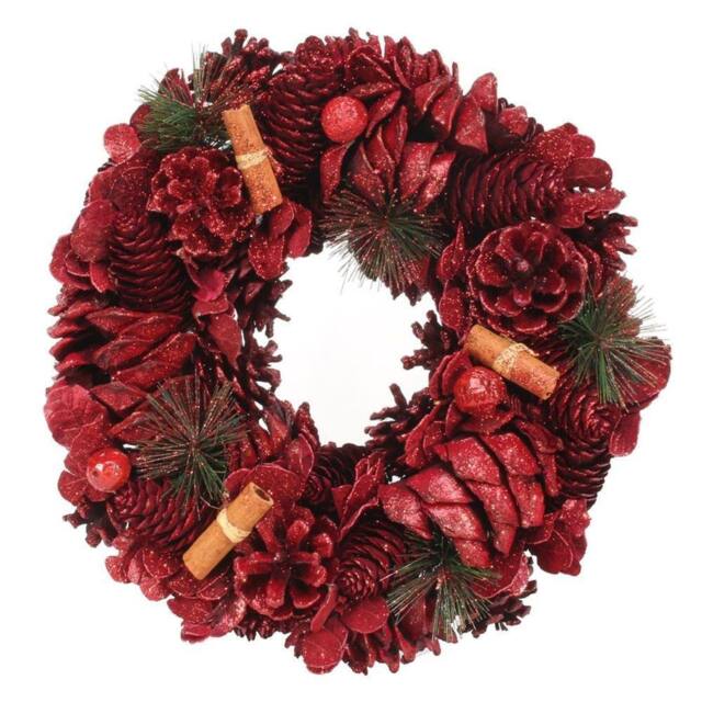 KDMD Red Glitter Cinnamon Wreath 30cm - image 1