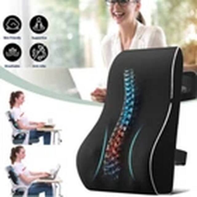 Havendro Lumbar & Back Support Pillow Memory Foam Back Cushion For Car Seat in Black - image 1