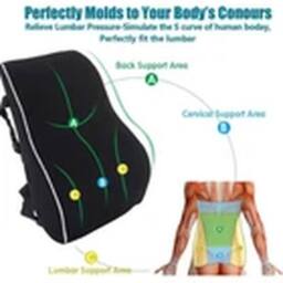 Havendro Lumbar & Back Support Pillow Memory Foam Back Cushion For Car Seat in Black - thumbnail 4