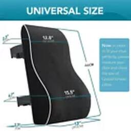 Havendro Lumbar & Back Support Pillow Memory Foam Back Cushion For Car Seat in Black - thumbnail 2