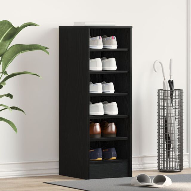 Berkfield Home Shoe Cabinet in Black Oak - 31.5 x 35 x 90 cm Made from Engineered Wood - image 1