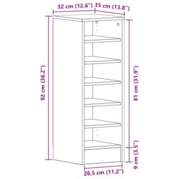 Berkfield Home Shoe Cabinet in Black Oak - 31.5 x 35 x 90 cm Made from Engineered Wood - thumbnail 9