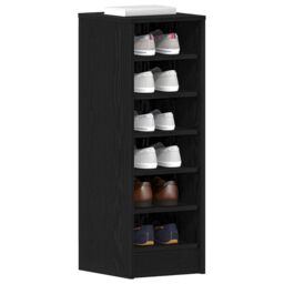 Berkfield Home Shoe Cabinet in Black Oak - 31.5 x 35 x 90 cm Made from Engineered Wood - thumbnail 3