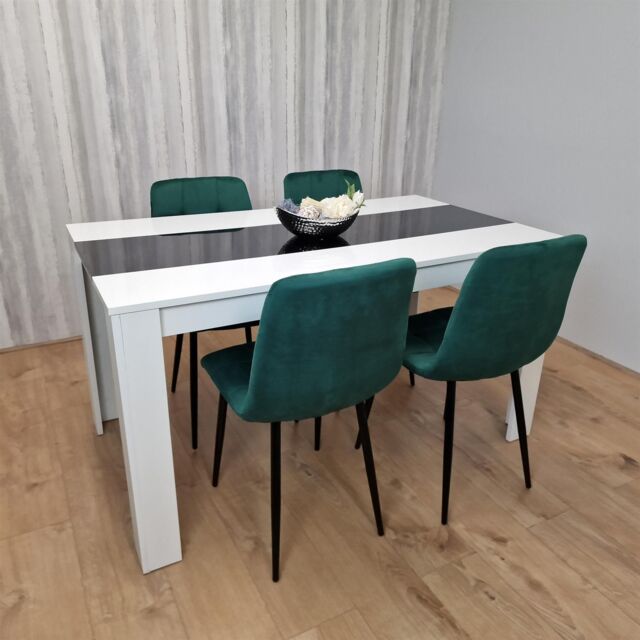 KOSY KOALA Modern Dining Table Set With 4 Green Velvet Chairs Dining Room Furniture in Brown - image 1