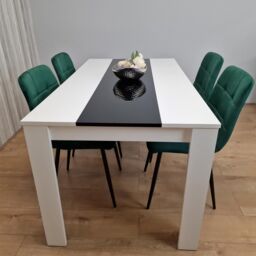 KOSY KOALA Modern Dining Table Set With 4 Green Velvet Chairs Dining Room Furniture in Brown - thumbnail 2