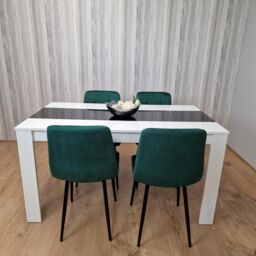 KOSY KOALA Modern Dining Table Set With 4 Green Velvet Chairs Dining Room Furniture in Brown - thumbnail 5