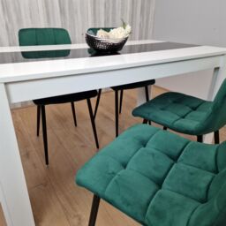 KOSY KOALA Modern Dining Table Set With 4 Green Velvet Chairs Dining Room Furniture in Brown - thumbnail 9