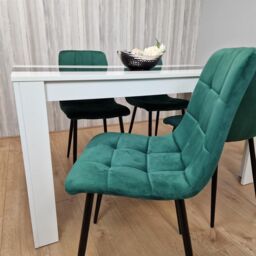 KOSY KOALA Modern Dining Table Set With 4 Green Velvet Chairs Dining Room Furniture in Brown - thumbnail 6