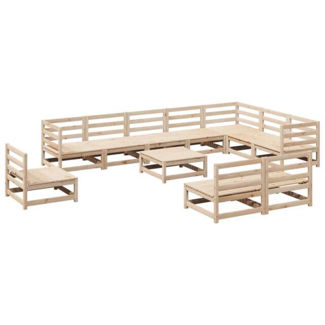 Berkfield Home 11 Piece Garden Sofa Set Solid Wood Pine in Light Tan - image 1