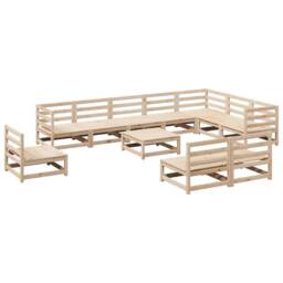 Berkfield Home 11 Piece Garden Sofa Set Solid Wood Pine in Light Tan - thumbnail 1