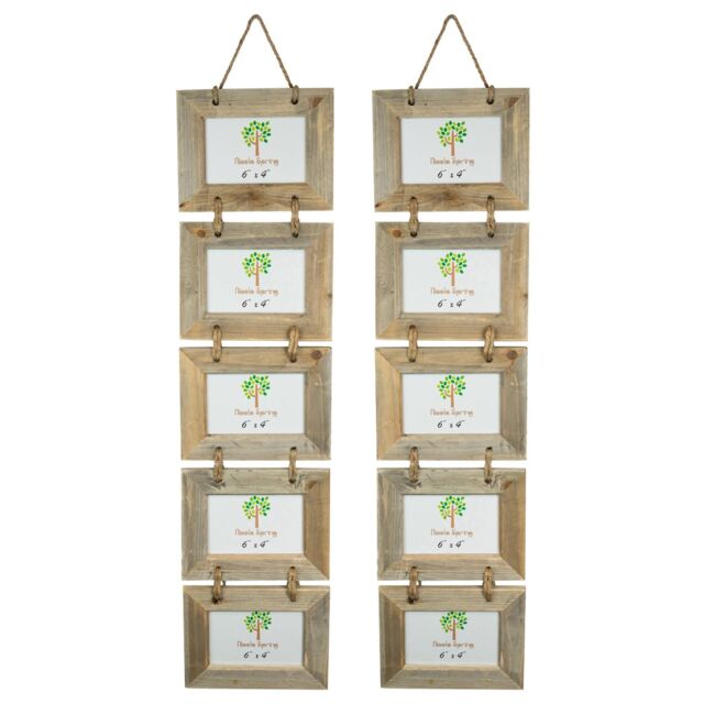 "Nicola Spring Rustic Wooden Hanging 5 Photo Frames - 6 x 4"" - Pack of 2 in Natural" - image 1