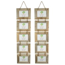 "Nicola Spring Rustic Wooden Hanging 5 Photo Frames - 6 x 4"" - Pack of 2 in Natural" - thumbnail 1
