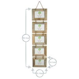"Nicola Spring Rustic Wooden Hanging 5 Photo Frames - 6 x 4"" - Pack of 2 in Natural" - thumbnail 3