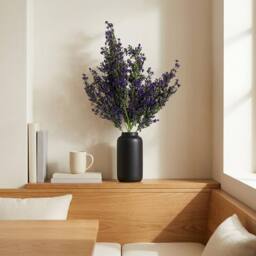 Leaf 75cm Artificial Purple Heather Flower Bush Stem - thumbnail 3