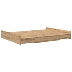 Berkfield Home Storage Bed Frame with Drawer Artisan oak 140 x 200 cm Melamine in Brown - thumbnail 8