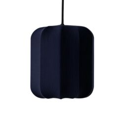 CGC Lighting Lila Navy Cylinder Ribbed Stretch Cotton Fabric Lampshade in Mid Navy
