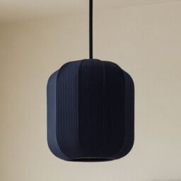 CGC Lighting Lila Navy Cylinder Ribbed Stretch Cotton Fabric Lampshade in Mid Navy - thumbnail 8