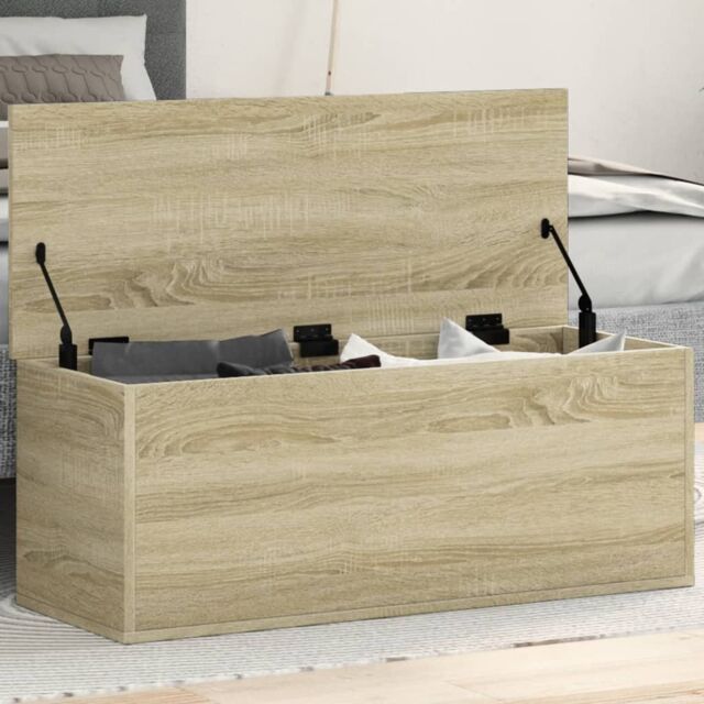 Berkfield Home Storage Box Sonoma Oak 90x35x35 cm Engineered Wood in Brown - Size: 90 x 35 x 35 cm - image 1