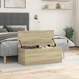 Berkfield Home Storage Box Sonoma Oak 90x35x35 cm Engineered Wood in Brown - Size: 90 x 35 x 35 cm - thumbnail 3