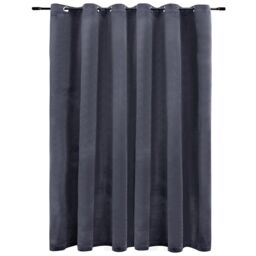 Berkfield Home Blackout Curtain with Metal Rings Velvet Anthracite 290x245 cm - thumbnail 2