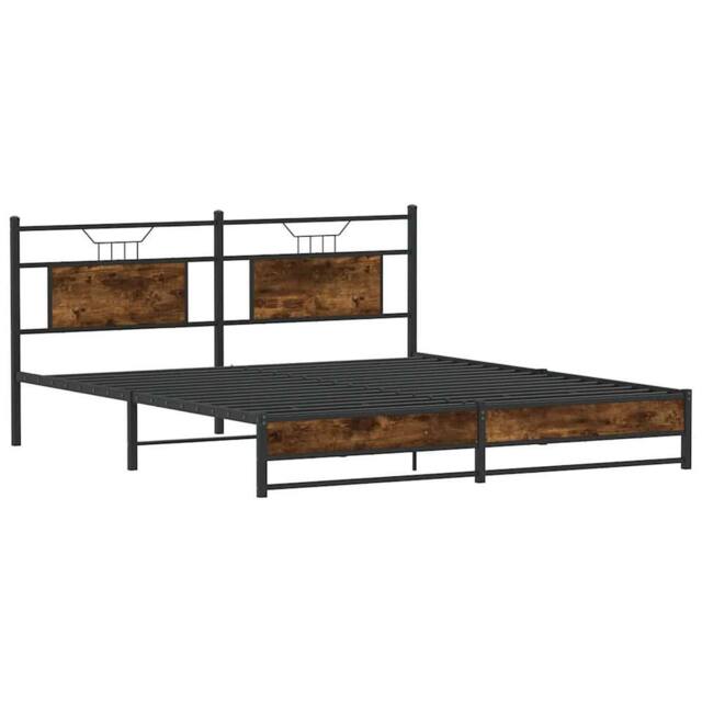 Berkfield Home Decorative Bed Frame without Mattress Smoked Oak 160x200 cm Engin in Brown - image 1