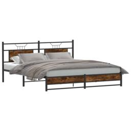 Berkfield Home Decorative Bed Frame without Mattress Smoked Oak 160x200 cm Engin in Brown - thumbnail 2