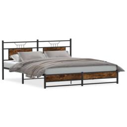 Berkfield Home Decorative Bed Frame without Mattress Smoked Oak 160x200 cm Engin in Brown - thumbnail 3