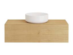 Vente-unique Wall-Mounted Bathroom Vanity Unit In Mindi Wood With Round Ceramic in Light Oak - thumbnail 4