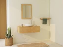 Vente-unique Wall-Mounted Bathroom Vanity Unit In Mindi Wood With Round Ceramic in Light Oak - thumbnail 1