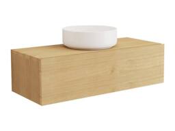 Vente-unique Wall-Mounted Bathroom Vanity Unit In Mindi Wood With Round Ceramic in Light Oak - thumbnail 5