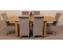 Thats Furniture Richmond 140-220cm Oak Extending Dining Table + 6 Montana Fabric Chairs in Grey - thumbnail 2