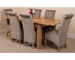 Thats Furniture Richmond 140-220cm Oak Extending Dining Table + 6 Montana Fabric Chairs in Grey - thumbnail 1