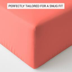 Pamposh 35cm Extra Deep Cotton Sateen Fitted Sheet - Soft & Smooth in Coral - Size: Double Fitted - thumbnail 7