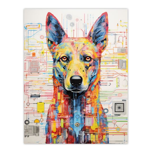 Artery8 Wall Art Print Gods Dog Blue Unclassified Robot Hybrid Secret Military Schematic Futuristic Complex Arcane Manuscript Gift For Him Man Cave - image 1