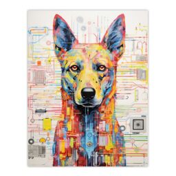 Artery8 Wall Art Print Gods Dog Blue Unclassified Robot Hybrid Secret Military Schematic Futuristic Complex Arcane Manuscript Gift For Him Man Cave - thumbnail 1